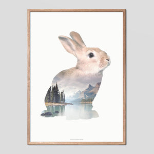 Rabbit - Faunascapes Double Exposure Poster