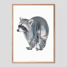 Load image into Gallery viewer, Raccoon - Faunascapes Double Exposure Poster