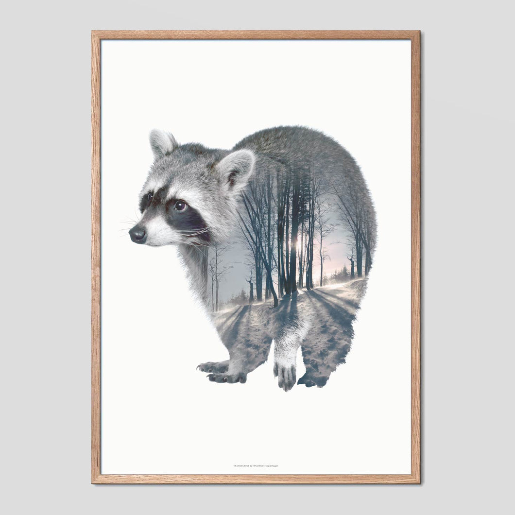 Raccoon - Faunascapes Double Exposure Poster